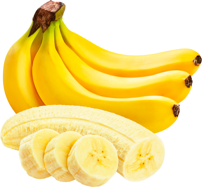 Isolated Sliced Peeled and Unpeeled Bananas
